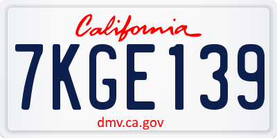CA license plate 7KGE139