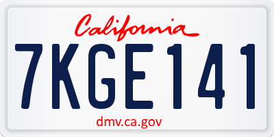 CA license plate 7KGE141
