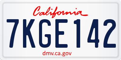 CA license plate 7KGE142