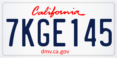 CA license plate 7KGE145