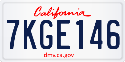 CA license plate 7KGE146