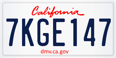 CA license plate 7KGE147