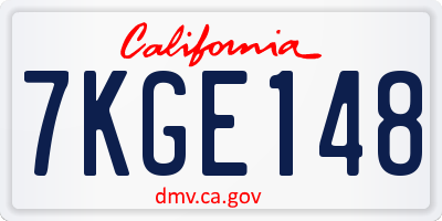 CA license plate 7KGE148