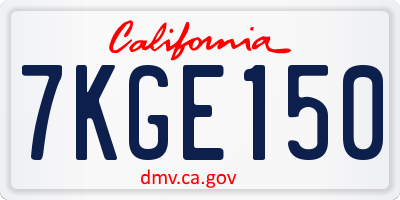CA license plate 7KGE150