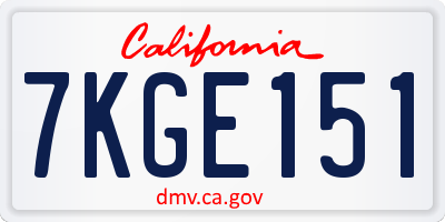 CA license plate 7KGE151