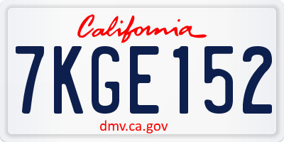 CA license plate 7KGE152
