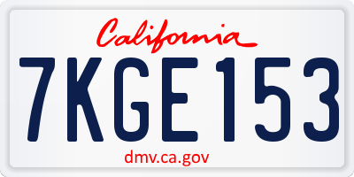 CA license plate 7KGE153