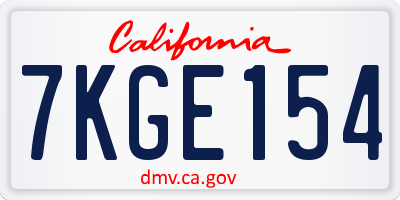 CA license plate 7KGE154