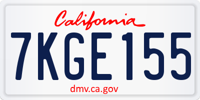 CA license plate 7KGE155
