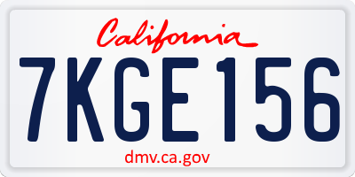 CA license plate 7KGE156