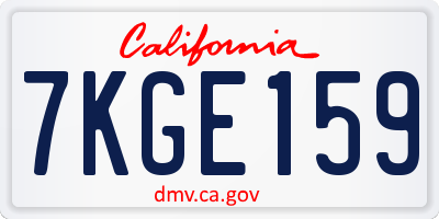CA license plate 7KGE159