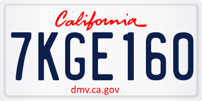 CA license plate 7KGE160