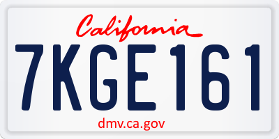 CA license plate 7KGE161