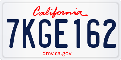 CA license plate 7KGE162