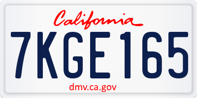 CA license plate 7KGE165