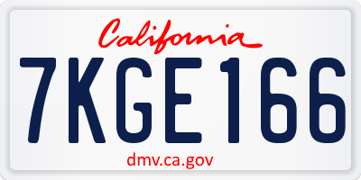 CA license plate 7KGE166