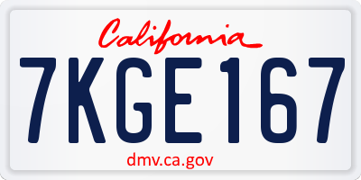 CA license plate 7KGE167
