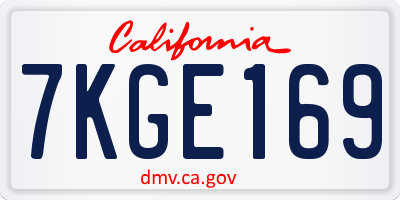 CA license plate 7KGE169