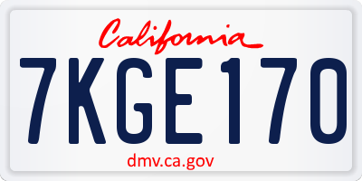 CA license plate 7KGE170