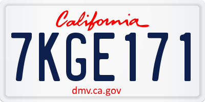 CA license plate 7KGE171
