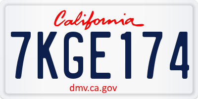 CA license plate 7KGE174
