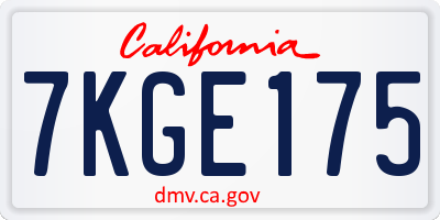 CA license plate 7KGE175