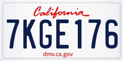 CA license plate 7KGE176