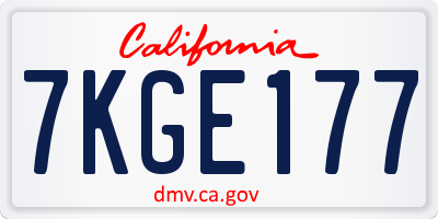 CA license plate 7KGE177
