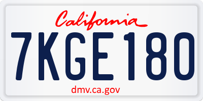 CA license plate 7KGE180