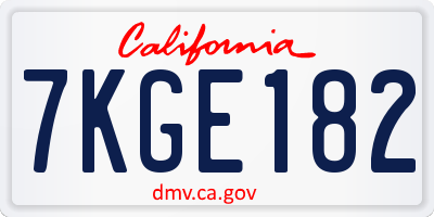 CA license plate 7KGE182