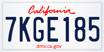 CA license plate 7KGE185