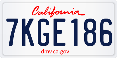 CA license plate 7KGE186