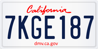CA license plate 7KGE187