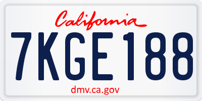 CA license plate 7KGE188
