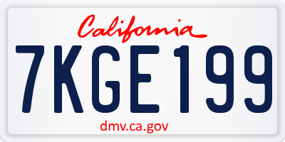 CA license plate 7KGE199