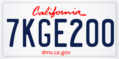 CA license plate 7KGE200