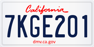 CA license plate 7KGE201