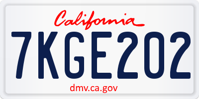 CA license plate 7KGE202