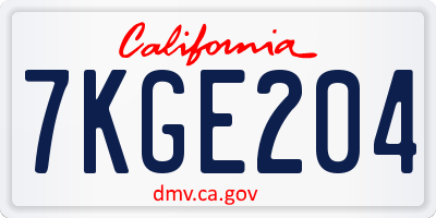 CA license plate 7KGE204