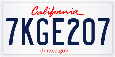 CA license plate 7KGE207