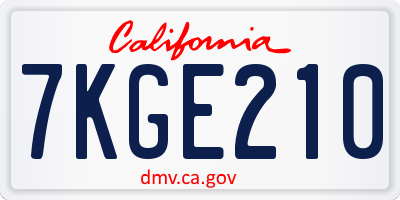 CA license plate 7KGE210
