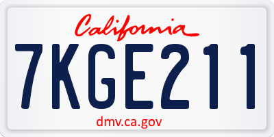 CA license plate 7KGE211