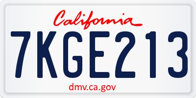 CA license plate 7KGE213