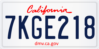 CA license plate 7KGE218