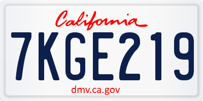 CA license plate 7KGE219