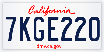 CA license plate 7KGE220