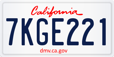CA license plate 7KGE221
