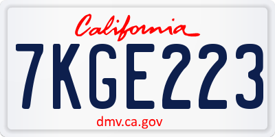 CA license plate 7KGE223