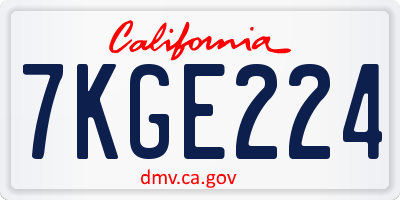 CA license plate 7KGE224