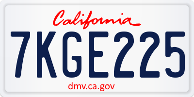 CA license plate 7KGE225